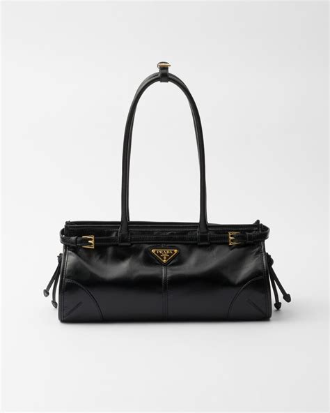 prada soft lux large|Black Extra Large Leather Handbag .